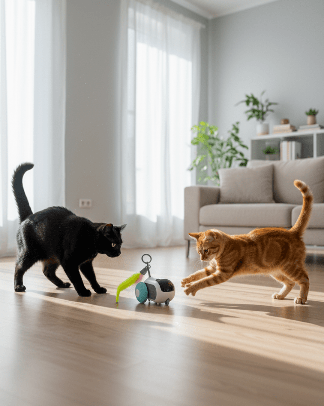 Inteligentna zabawka dla kota 2 tryby, automatycznie poruszający się zdalnie sterowany samochodzik dla kotów, interaktywna zabawa