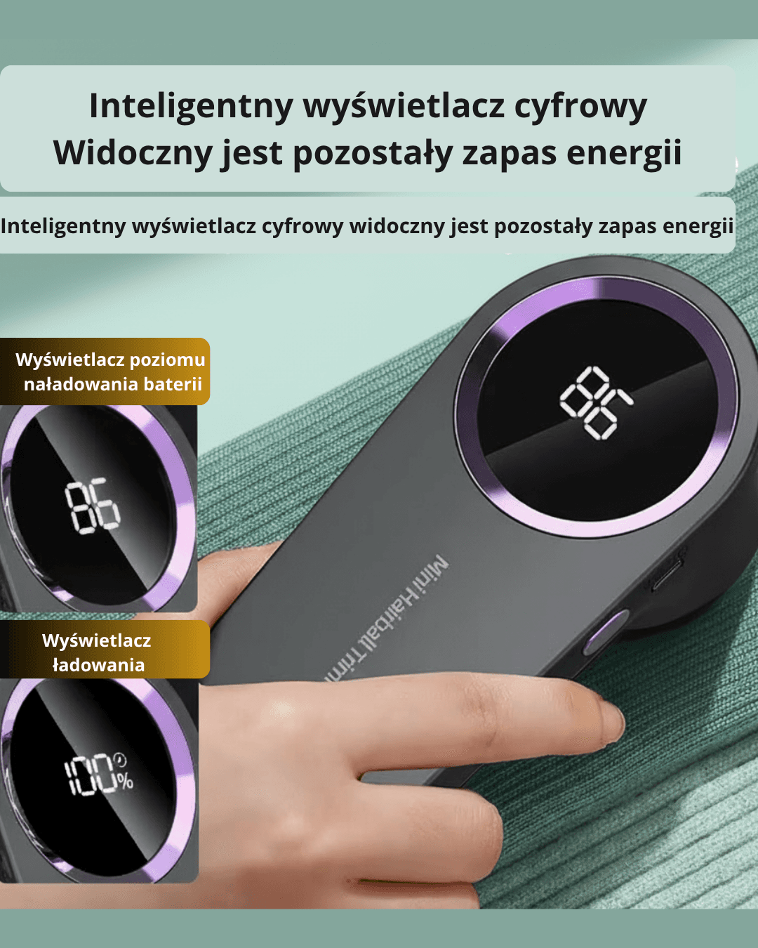 Golarka do ubrań na zmechacenia, maszynka do golenia ubrań, 3-Poziomy, USB, akumulator