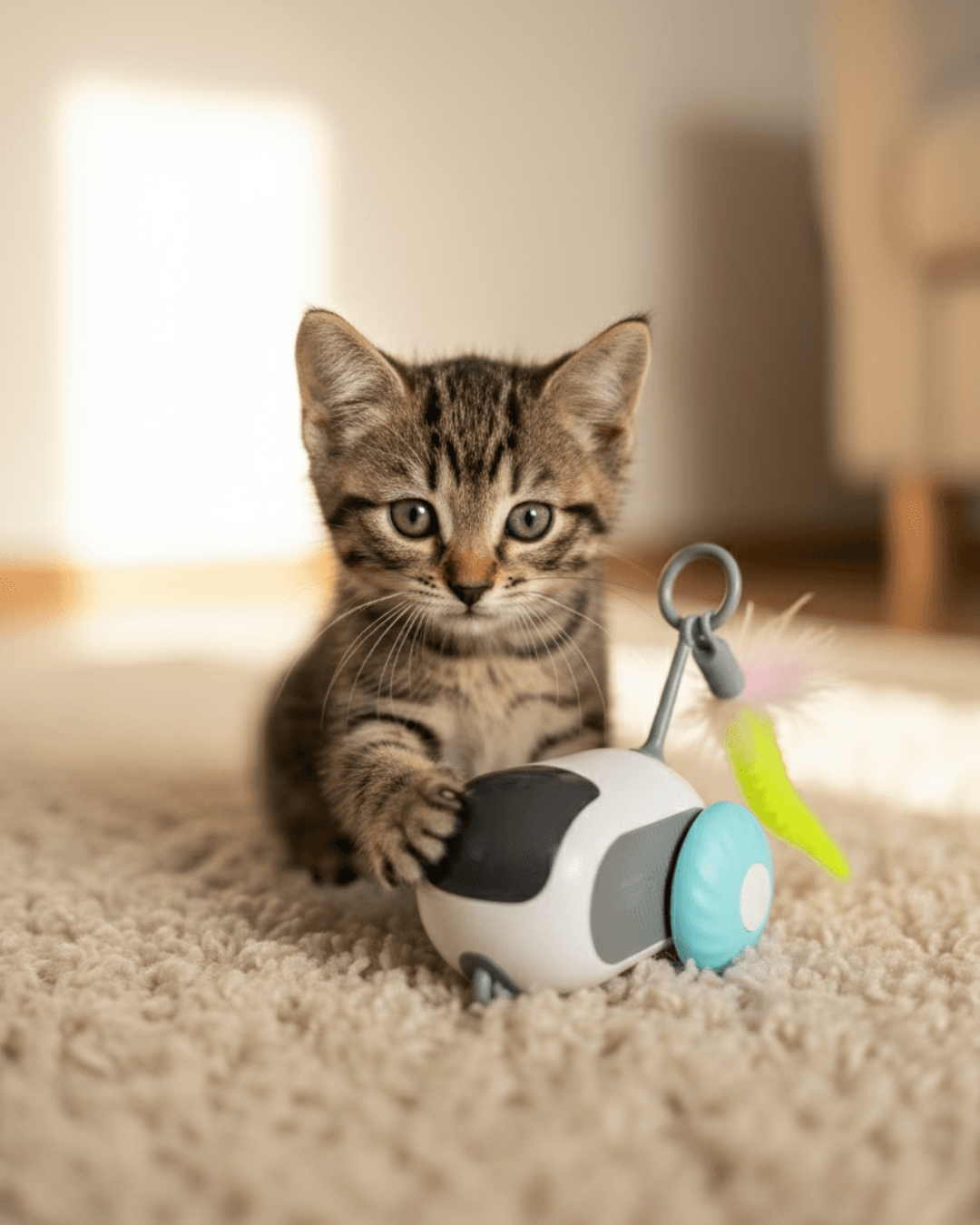 Inteligentna zabawka dla kota 2 tryby, automatycznie poruszający się zdalnie sterowany samochodzik dla kotów, interaktywna zabawa