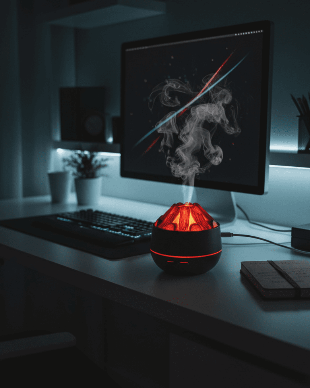 Symulowany nawilżacz powietrza z efektem ogniska, pieca na drewno, kominka, dyfuzor mgiełki wodnej, klasyczny wzór drewna, USB, ultradźwiękowy rozpylacz mgiełki