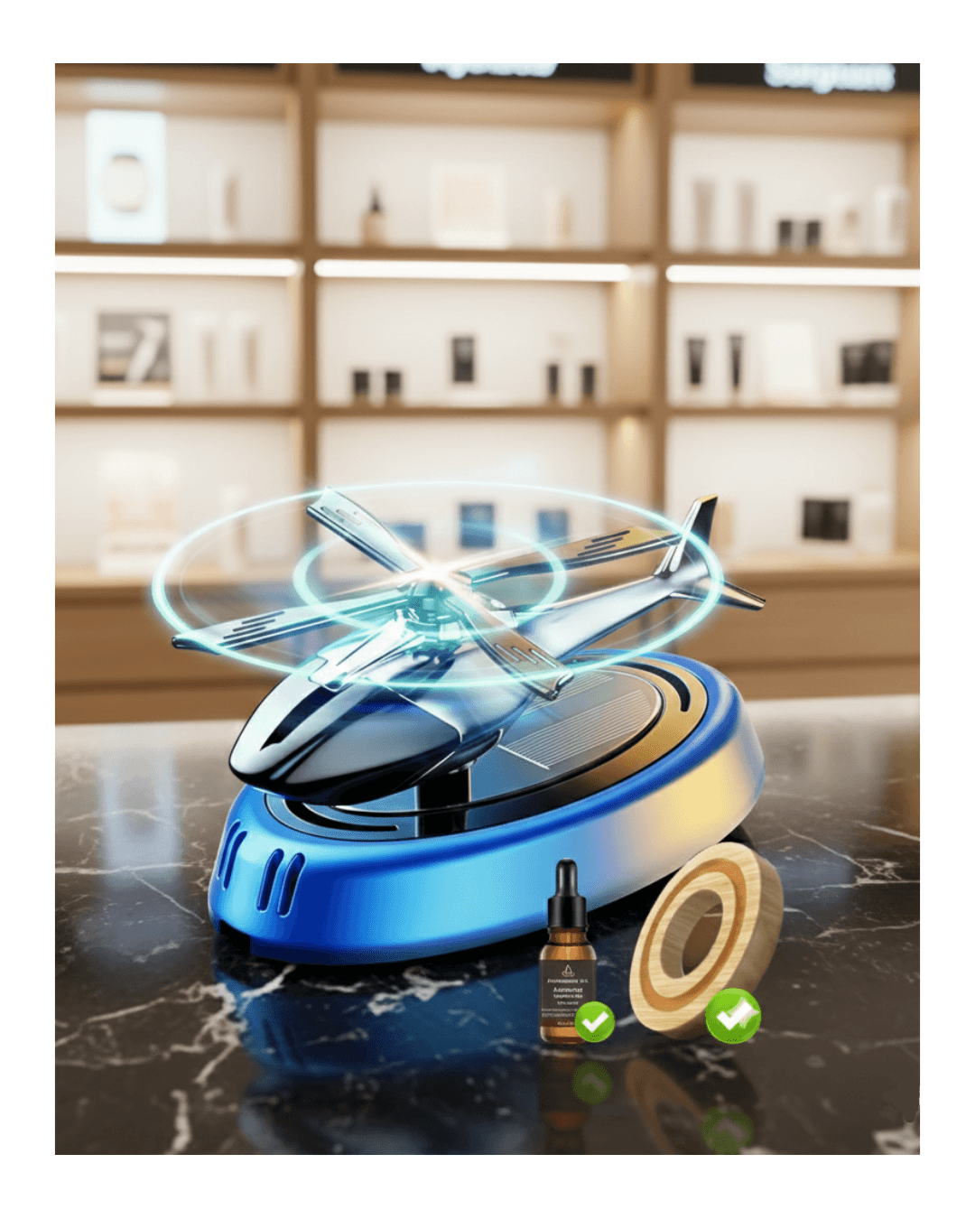 Helikopter obrotowy zasilany energią słoneczną, aromaterapia słoneczna, odświeżacz powietrza do samochodu, drewniany zapach, automatyczny dyfuzor zapachowy