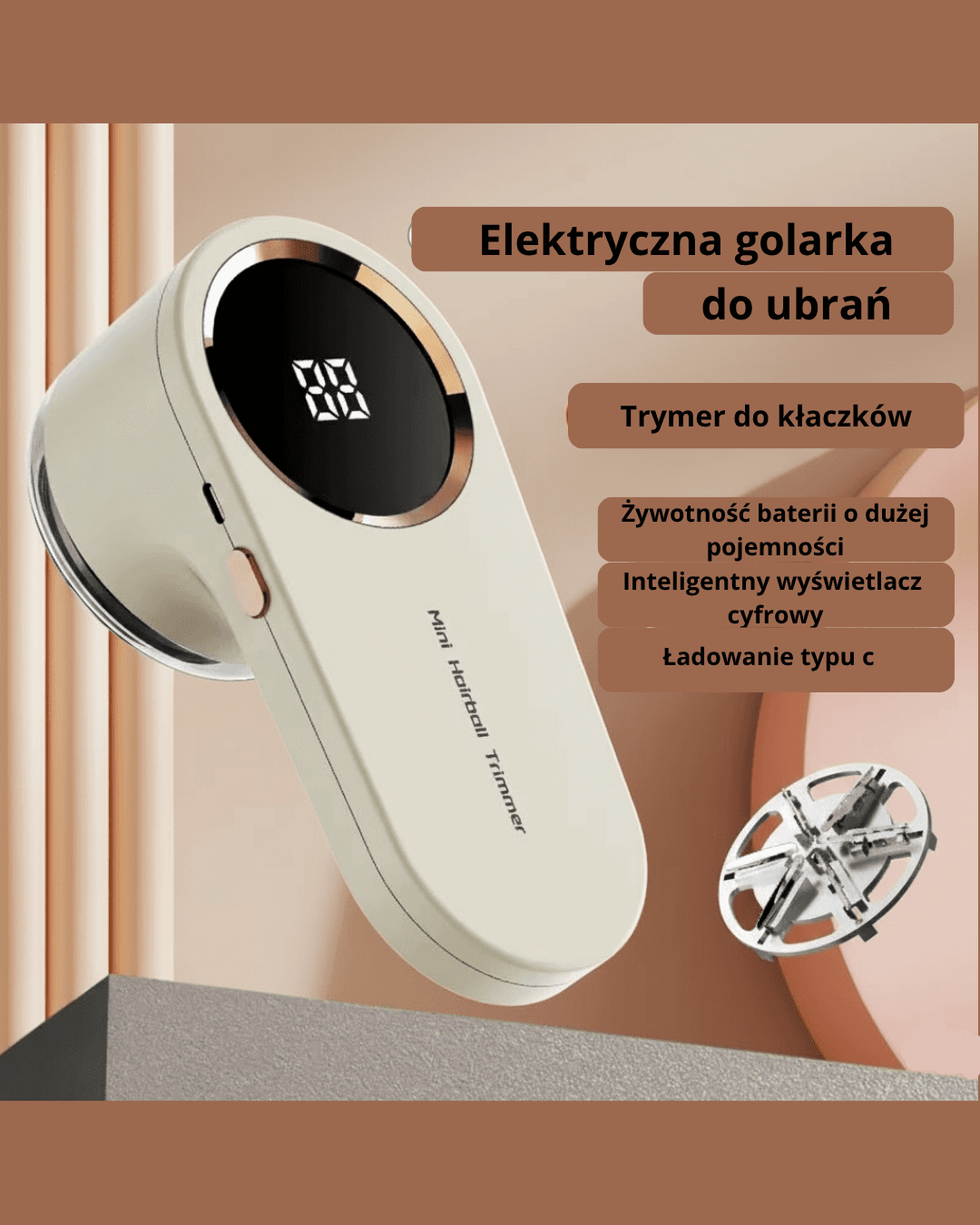 Golarka do ubrań na zmechacenia, maszynka do golenia ubrań, 3-Poziomy, USB, akumulator